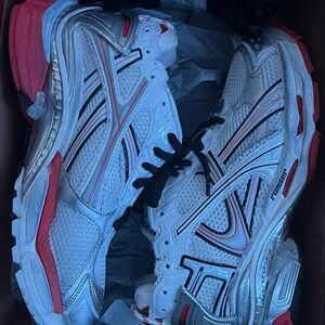 Balenciaga Silver and Red Sneakers